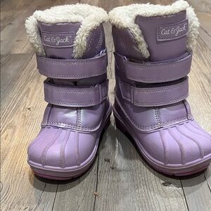 Cat & Jack Lavender Snow Boots with White Trim